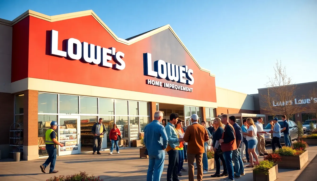 Lowe's store in Evansville with diverse people shopping for home improvement.